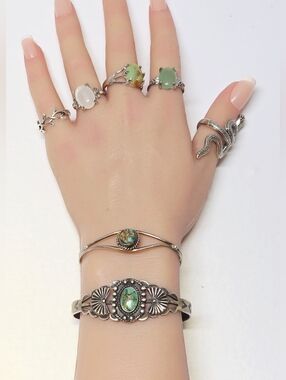 Vintage Sterling Silver Maisel's Navajo Turquoise Cuff Bracelets